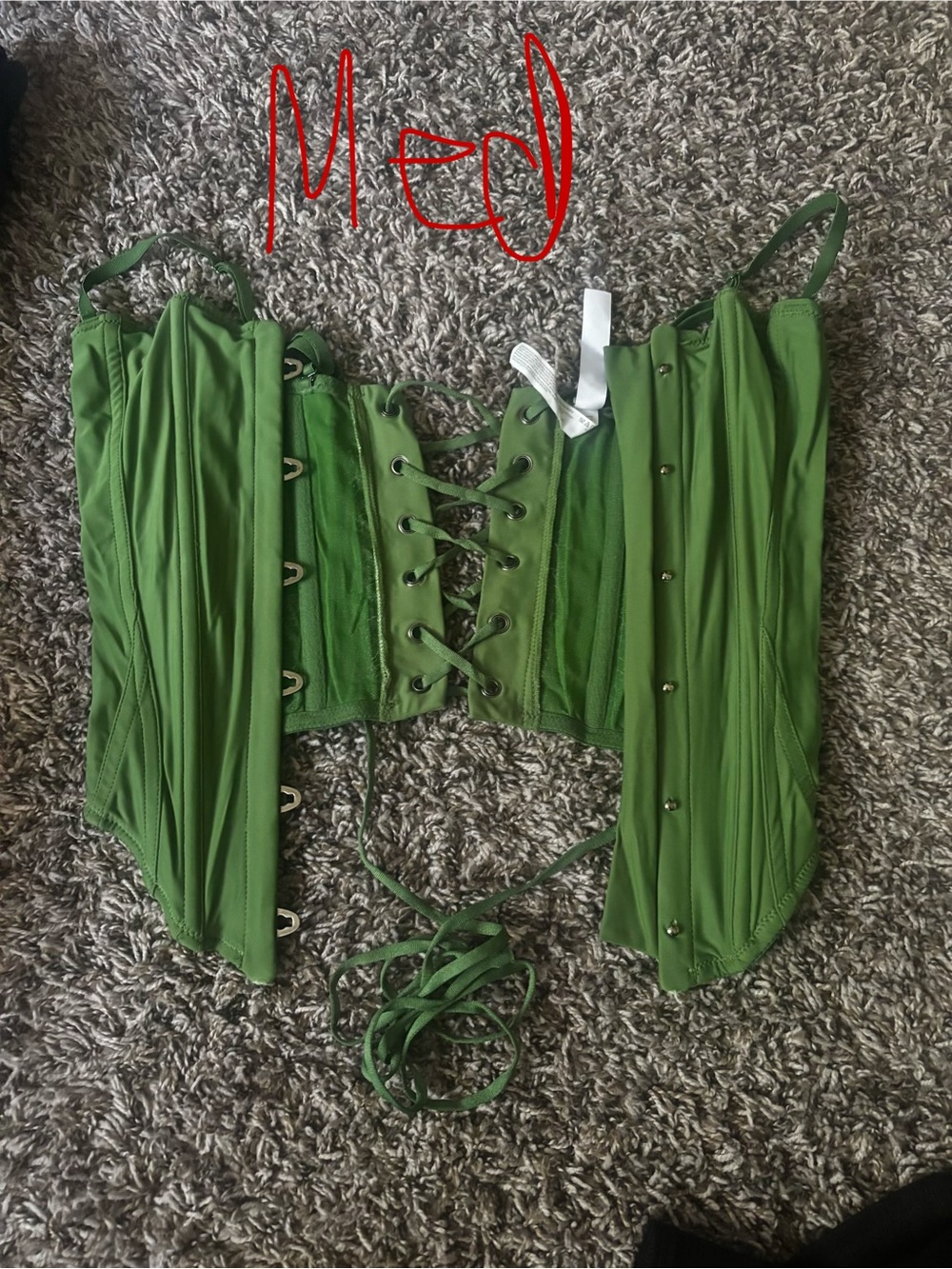 Urban Outfitters Green Lace-Up Corset Top